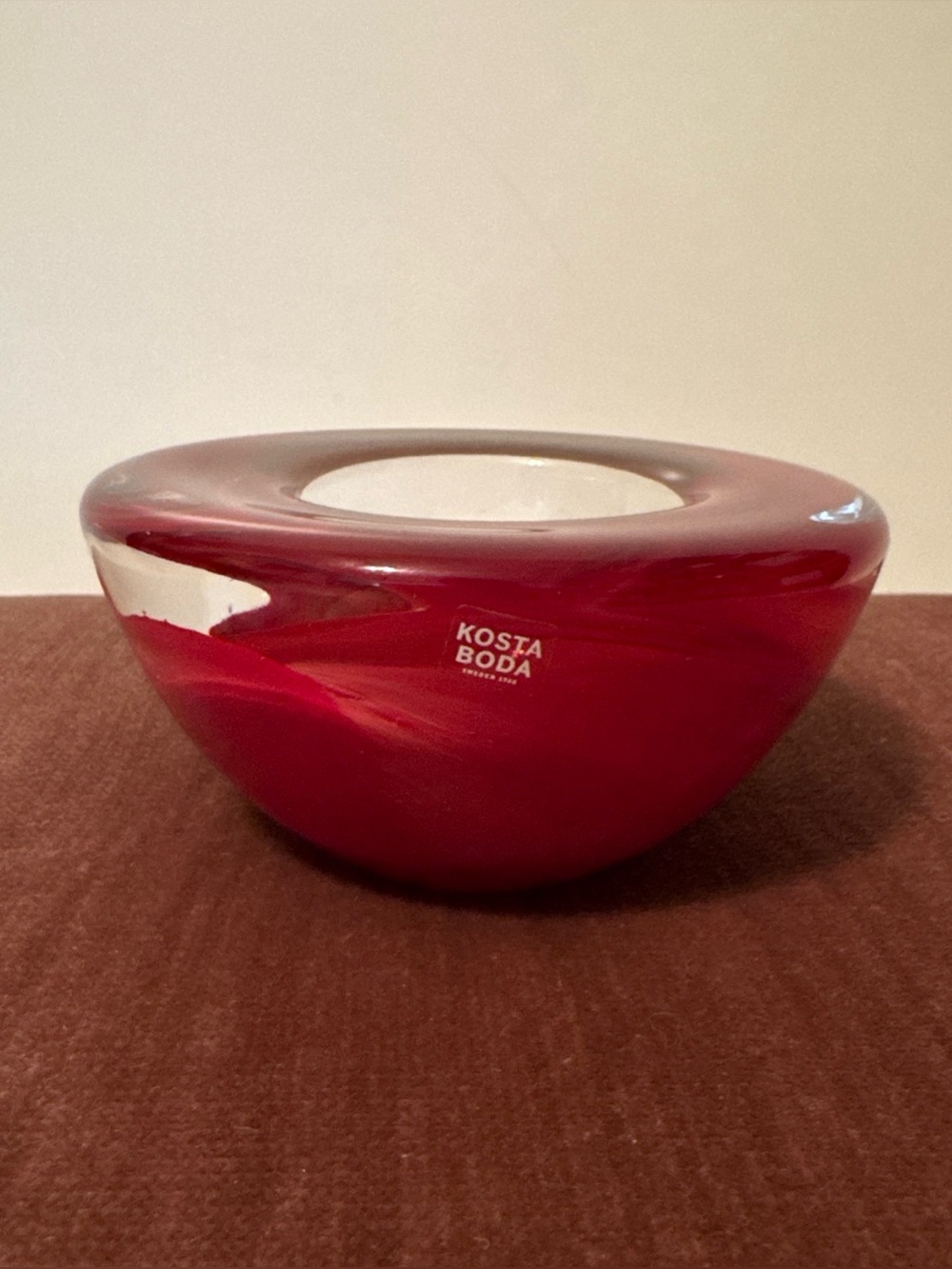 Kosta Boda Red Glass candle holder Bowl